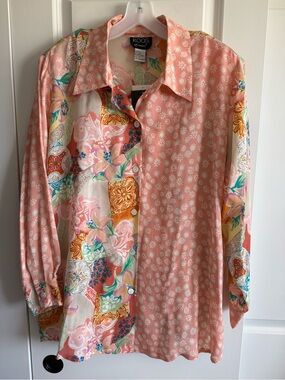 KOOS of Course! Floral 100% Silk Top in Peach and Pastels